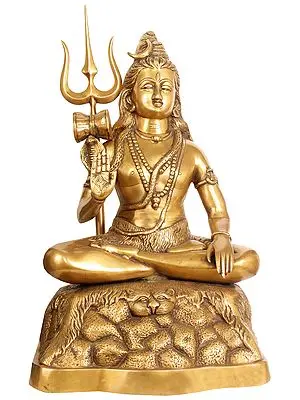 21" Blessing Shiva In Brass | Handmade | Made In India