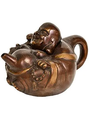 4" Laughing Buddha Kettle In Brass | Handmade | Made In India