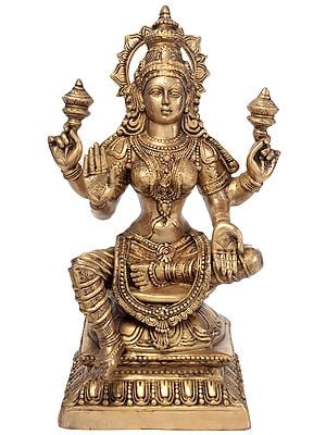 28" Large Size Four-Armed Blessing Lakshmi Brass Statue | Handmade | Made in India