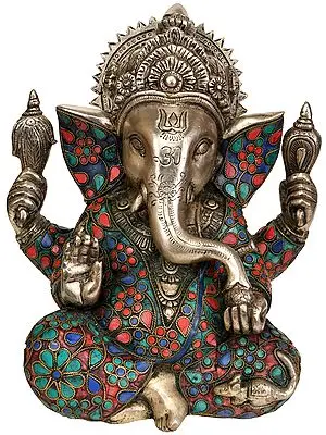 9" Blessing Lord Ganesha In Brass | Handmade | Made In India