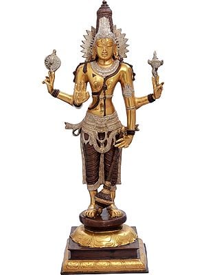30" Vishnu, The Tejasvi In Brass | Handmade | Made In India
