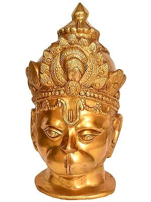 11" Lord Hanuman Head In Brass | Handmade | Made In India