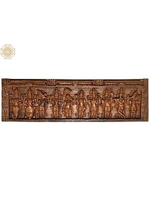 Dashavatara Panel - The Ten Incarnations of Lord Vishnu (From the Left - Matshya, Kurma, Varaha, Narasimha, Vaman, Parashurama, Rama, Balarama, Krishna and Kalki)