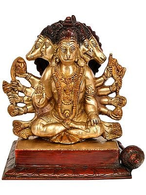 7" Five Headed Hanuman In Brass | Handmade | Made In India