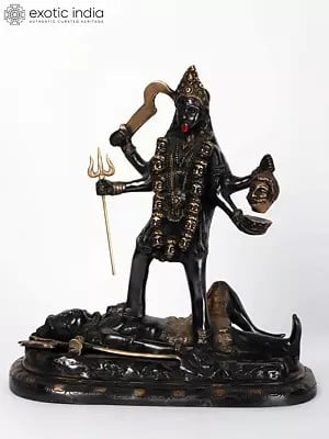 12" Goddess Kali Brass Statue | Handmade | Made In India