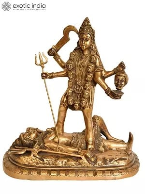 12" Goddess Kali Brass Statue | Handmade | Made In India