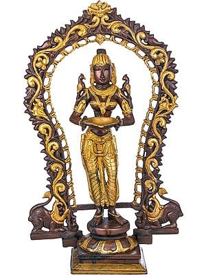 18" Deepalakshmi with Decorated Prabhawali In Brass | Handmade | Made In India