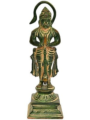 7" Standing Lord Hanuman In Brass | Handmade | Made In India