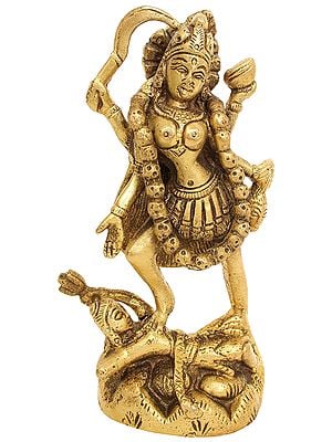4" Goddess Kali Statue In Brass | Handmade | Made In India