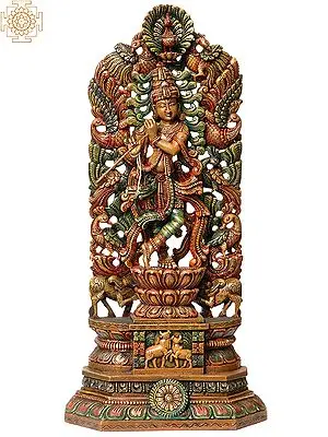 Fluting Krishna with Peacock Aureole