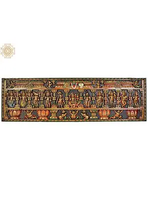 Dashavatara Panel -The Ten Incarnations of Lord Vishnu (From the Left - Matshya, Kurma, Varaha, Narasimha, Vaman, Parashurama, Rama, Balarama, Krishna and Kalki)