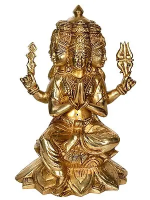 11" Brass Sculpture of Shanmukha Karttikeya