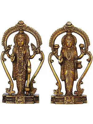 6" Lord Vishnu and Goddess Lakshmi In Brass | Handmade | Made In India