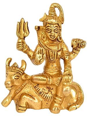 3" Lord Shiva Seated on Nandi (Small Statue) In Brass | Handmade | Made In India