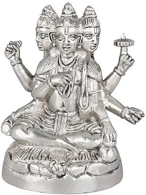 4" Composite Image of Brahma, Vishnu and Mahesh In Brass | Handmade | Made In India