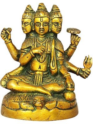 4" Trimurti Brass Sculpture | Handmade Idols | Made In India
