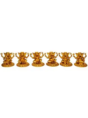 Set of Six Musical Ganeshas