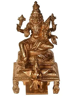 Lord Narasimha with Goddess Lakshmi Seated on Garuda Chowki