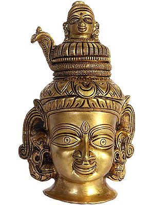 6" Lord Shiva Head with Ganges In Brass | Handmade | Made In India