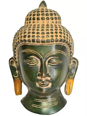 5" Buddha Wall Hanging Mask In Brass | Handmade | Made In India