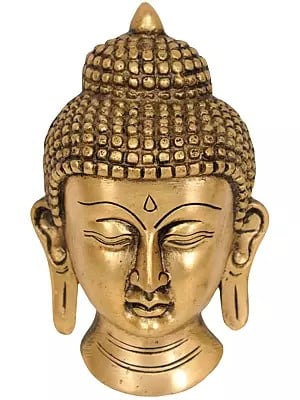 5" Buddha Wall Hanging Mask In Brass | Handmade | Made In India