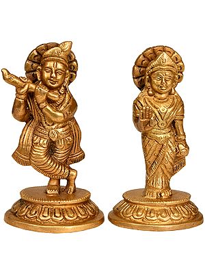 3" Radha Krishna In Brass | Handmade | Made In India