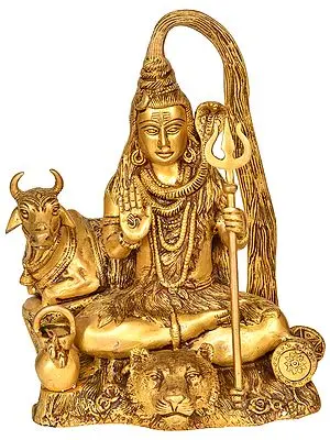 10" Shiva The Yogi with Kamandalu In Brass | Handmade | Made In India