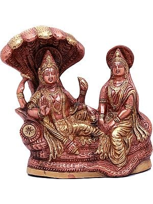 8" Shri Vishnu Lakshmiji on Sheshnag In Brass | Handmade | Made In India