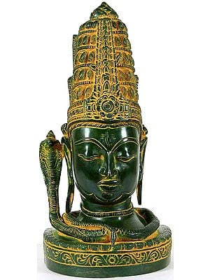 12" Shiva-head In Brass | Handmade | Made in India