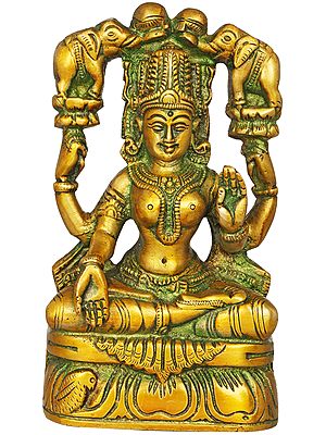 6" Gajalakshmi Brass Statue | Handmade Idols | Made In India