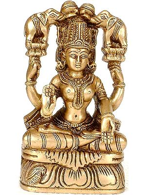 6" Gajalakshmi Brass Statue | Handmade Idols | Made In India