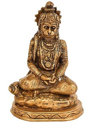 5" Lord Hanuman in Dhyana Mudra In Brass | Handmade | Made In India