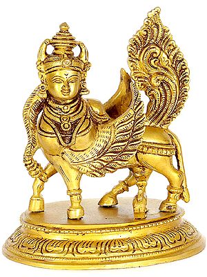 6" The Celestial Cow Kamadhenu In Brass | Handmade | Made In India