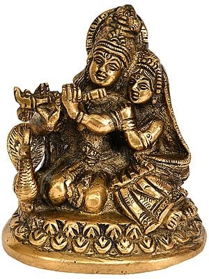 3" Radha Krishna Small Statue in Brass | Handmade | Made in India
