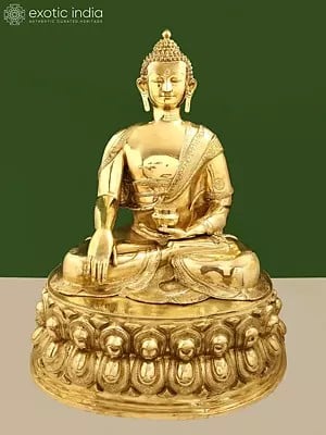 31" Padmasana Buddha in Bhumisparsha Mudra | Handmade Brass Idol