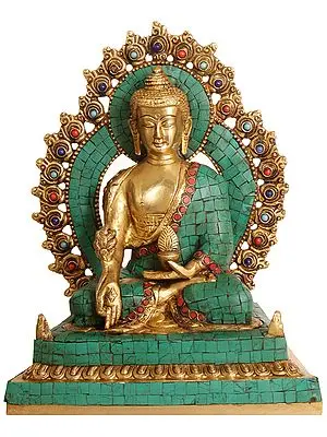 11" The Stately Lord Bhaishajyaguru In Brass | Handmade | Made In India