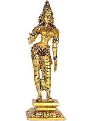 13" Goddess Parvati in the Triple Bent Posture In Brass | Handmade | Made In India