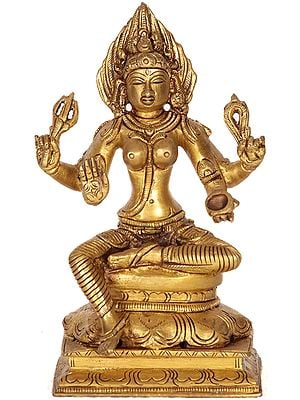 5" Goddess Durga Statue of South India with Flaming Hair In Brass | Handmade | Made In India