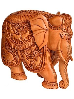 Superbly Decorated Wooden Elephant