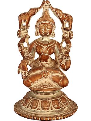 6" Gajalakshmi Brass Statue | Handmade | Made in India