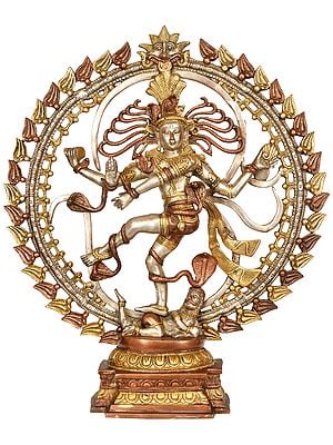 24" Nataraja Idol in Om | Handmade Brass Statues | Made in India
