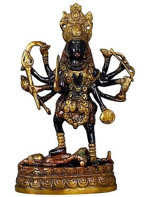 9" Goddess Kali In Brass
