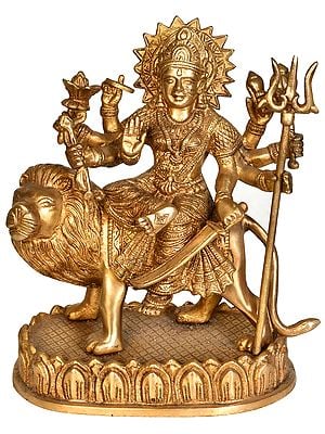 9" Goddess Durga In Brass | Handmade | Made In India