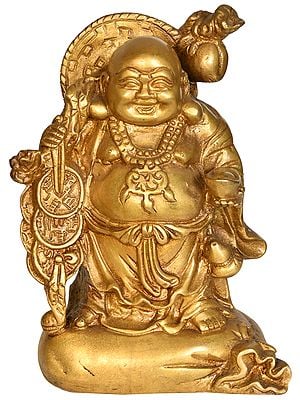 8" Laughing Buddha In Brass | Handmade | Made In India