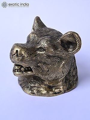 4" Bear Design Ink Pot in Brass