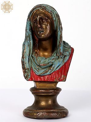 9" Mother Mary Bust In Bronze