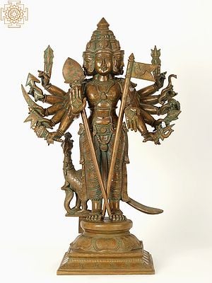 25" Standing Shanmukha Murugan with Multiple Hands | Bronze Statue