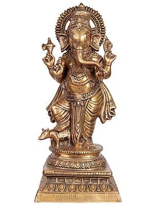 26" Standing Lord Ganesha In Brass | Handmade | Made In India