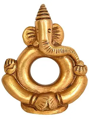 3" Stylized Ganesha Sculpture in Brass | Handmade | Made in India