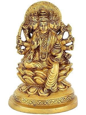 5" Goddess Gayatri Sculpture in Brass | Handmade | Made in India